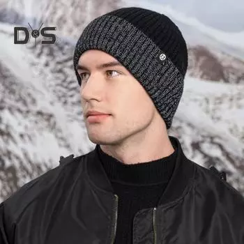 Вязаная светоотражающая шапка, ветрозащитная, высокоэластичная, купольная, в стиле хип-хоп, уличная, для ночных пробежек, предупреждающая, зимняя, сохраняющая тепло, головной убор для бегунов унисекс чёрный