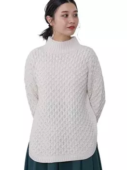 Вязаная туника с круглым подолом, цвет слоновой кости, один размер [Beams Heart] L/S, женская слоновая кость