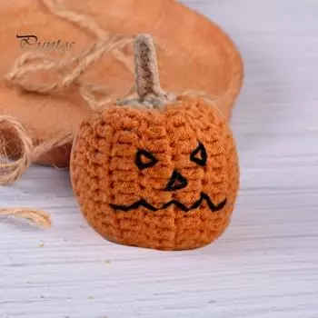 Вязаная тыква ручной работы на Хэллоуин с карточкой, шерстяная вязаная крючком игрушка-тыква, украшение на Хэллоуин для домашнего декора стола A