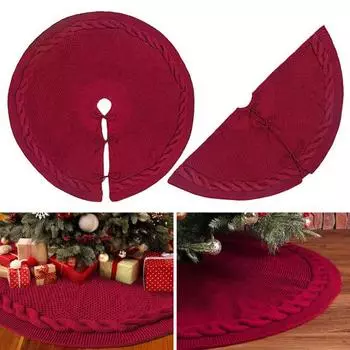 Вязаная юбка для рождественской елки, плетеная веревка, вязаное рождественское украшение для фермерского дома S вино красного