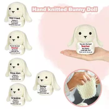 Вязаная вручную кукла-кролик своими руками, милая шерстяная кукла, вязаная кукла-кролик One Size