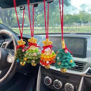 Вязаная вручную рождественская елка подвеска вид сзади автомобиля для дома женские аксессуары мужские автомобильные рождественские зеркала декор для интерьера подвески