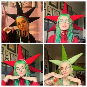 Вязаная вручную шапка-пуловер с кошачьими ушками, осенне-зимняя полосатая симпатичная шерстяная шапка head circumference 56-59