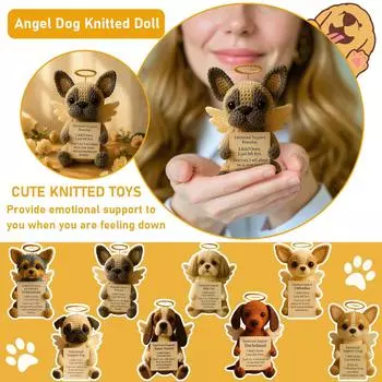 Вязаная вручную собачка своими руками милая шерстяная кукла, Вязаная вручную щенок своими руками шерстяная кукла, Вязаная позитивная кукла щенок One Size