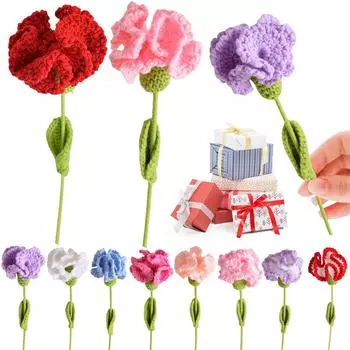 Вязание гвоздики цветы одиночный букет имитация цветов украшение дома свадьба ручная вязка крючком поддельные цветы подарки C