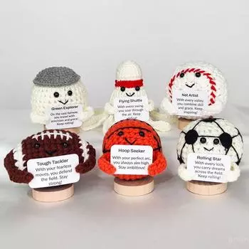 Вязание крючком крючком миниатюрная игра с мячом позитивная вдохновляющая энергетическая открытка эмоциональное украшение украшения для автомобиля ткачество готовое изделие