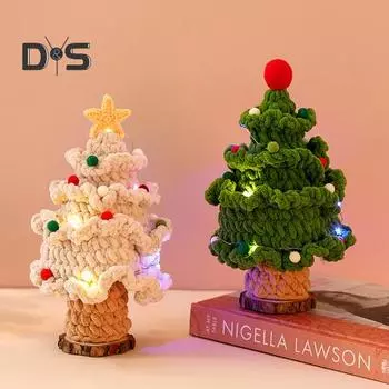 Вязание крючком новогодних украшений на елку, готовое плетение, праздничный подарок на елку для любителей рукоделия, столешница A зелёный