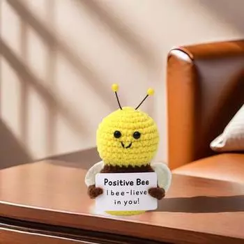 Вязание крючком позитивного гриба с картой Эмоциональная поддержка ручная работа Вязание подсолнуха в горшке французский G