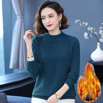 Вязание низа рубашки теплая осень зима свитер женский полуводолазка скрученные цветы пуловер свитера Pull Femme XXXL