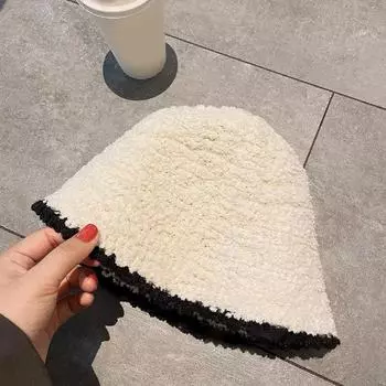 Вязание Панама Женская Зимняя Флисовая Кепка из овечьей шерсти Вельветовые Рыбацкие Шапки Солнцезащитные Кепки Для Женщин чёрный