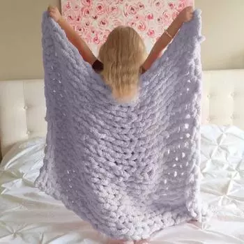 Вязание ручной работы из толстой пряжи, объемное зимнее мягкое теплое одеяло, декор для домашнего дивана 50x50CM серый