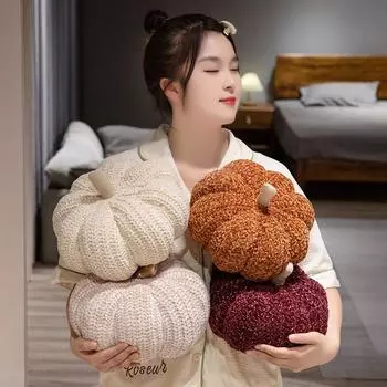 Вязание шерстяной тыквы плюшевая подушка мягкая набивная декор для вечеринки в честь Дня Хэллоуина еда подушка поддержка спины диван стул домашний декор подарок 30cm