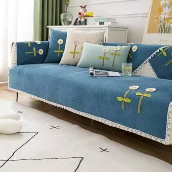 Вязание синели с скандинавскими цветами, диванное полотенце, Нескользящий коврик для дивана, чехол для подушки, четыре сезона, универсальные простые чехлы для дивана 70x70cm 1pcs