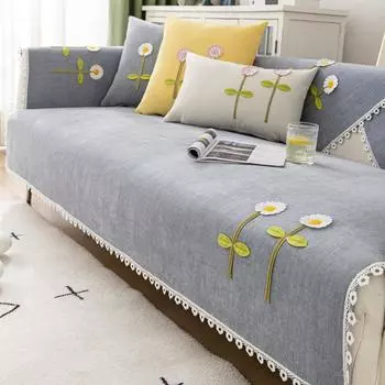 Вязание синели с скандинавскими цветами, диванное полотенце, Нескользящий коврик для дивана, чехол для подушки, четыре сезона, универсальные простые чехлы для дивана 45cm pillowcase 1pcs серый