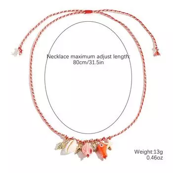 Вязаное цветное ожерелье из веревки, ожерелье в форме хрустального сердца, модное ожерелье-цепочка из сверкающих ракушек в корейском стиле, женский модный подарок для вечеринки 25 Orange Fish Necklace