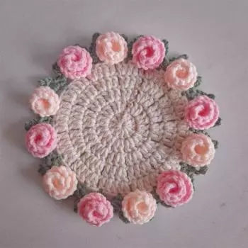 Вязаное крючком цветочное одеяло, винтажный вязаный крючком букет роз ручной работы - набор материалов, мягкий вязаный букет роз One Size