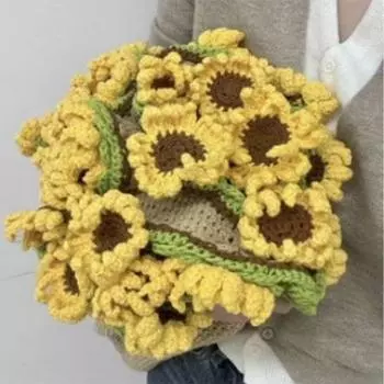 Вязаное крючком одеяло с букетом роз и ромашек, искусственное вязаное одеяло для подруги и мамы в подарок Style 5