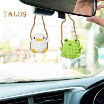 Вязаное крючком украшение в виде животного, качающееся на зеркало заднего вида автомобиля, подвесное украшение ручной работы, качающаяся кукла-животное для декора стены двери Little Duck
