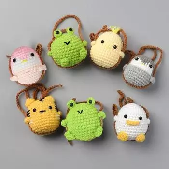 Вязаное крючком украшение в виде животного, качающееся на зеркало заднего вида автомобиля, подвесное украшение ручной работы, качающаяся кукла-животное для декора стены двери Tiger