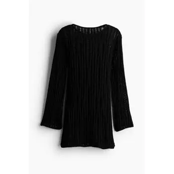 Вязаное мини-платье HM Ladder Stitch, черное