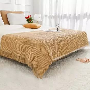 Вязаное одеяло, однотонное одеяло с вафельным тиснением, декоративные одеяла для дивана-кровати, пледы массивной вязки 127X176cm розовый