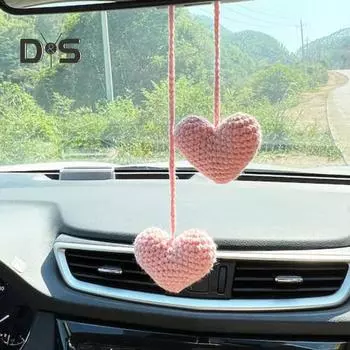 Вязаное сердце кулон двойное сердце подвесное украшение любовное сердце кулон гирлянда для автомобиля зеркало шторы сумки брелки красный