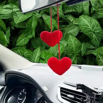Вязаное сердце кулон двойное сердце подвесное украшение любовное сердце кулон гирлянда для автомобиля зеркало шторы сумки брелки красный