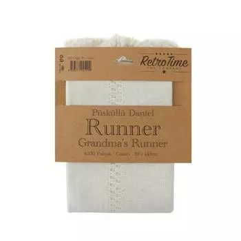 Вязаные беговые дорожки Retro Time из тюля Бежевый 35x145 см