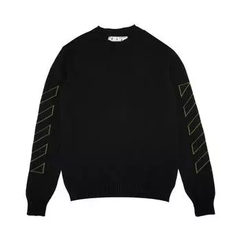 Вязаные черные/зеленые мужские топы с круглым вырезом Off-White Arrow Diag Outline OMHE087F21KNI0011055 M