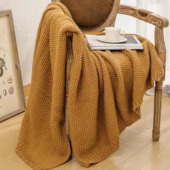Вязаные декоративные пледы для дивана, спальни и офиса, текстурированное устойчивое к выцветанию мягкое и теплое вязаное одеяло с кисточкой 130*160CM бежевый
