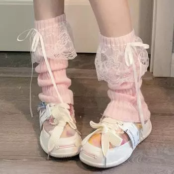 Вязаные длинные носки Streamer, мягкие теплые носки для лодыжек, японские гетры Y2K JK розовый