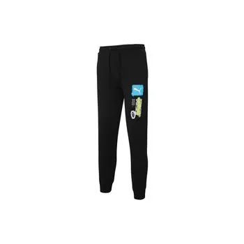 Вязаные джоггеры PUMA Graffiti Logo Print с манжетами, мужские брюки, черные 536306-01 L