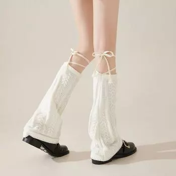 Вязаные гетры, чулки до колен Y2K, женские модные носки с оборками, уличная одежда серый