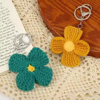 Вязаные крючком цветные цветы брелки кольца держатели сумки подвески декоративные подарочные аксессуары