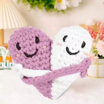 Вязаные крючком карманные сердечки, два обнимающихся сердца, вязаные крючком вручную карманные обнимающиеся сердечки, вязаная крючком игрушка, подарки для отношений на расстоянии для любимого, семьи и друга синий