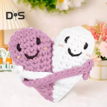 Вязаные крючком карманные сердечки, два обнимающихся сердца, вязаные крючком вручную карманные обнимающиеся сердечки, вязаная крючком игрушка, подарки для отношений на расстоянии для любимого, семьи и друга синий