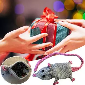 Вязаные крючком кошельки, ручной работы, кошелек для монет в форме мышки, маленький вязаный кошелек на молнии для девочек, женщин, подарок на день рождения, день святого валентина, день матери Mouse