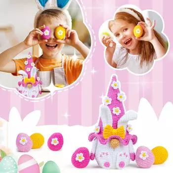 Вязаные крючком пасхальные кролики и крючком яйца, крючком кролик гном амигуру рисовые украшения, крючком пасхальные украшения One Size