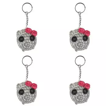 Вязаные крючком плюшевые брелоки в виде грустного хомяка Брелок в виде грустного хомяка (Светло-серый с музыкой)