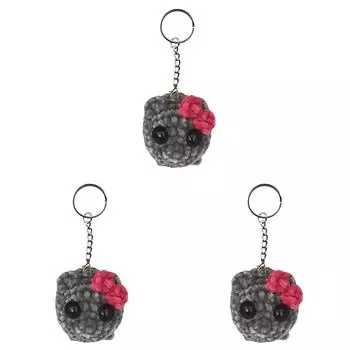 Вязаные крючком плюшевые брелоки в виде грустного хомяка Брелок в виде грустного хомяка (Темно-серый с музыкой)