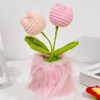 Вязаные крючком разноцветные ручные работы своими руками имитация тюльпана декоративные подарки подарок вязаные цветы из пряжи домашний декор 2 цвета розовый