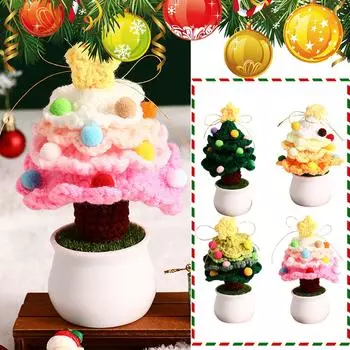 Вязаные крючком рождественские елки, рождественские центральные украшения для столов, маленькие, ручная работа, вязаные рождественские украшения One Size жёлтый