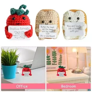 Вязаные куклы ручной работы из шерсти с помидорами/тостами, положительная энергия, карман для картофеля, подарок для детей, забавные вязаные куклы, декор для комнаты A