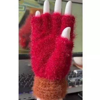 Вязаные перчатки с полупальцами из шерсти и бархата для сенсорных экранов — теплая зимняя одежда унисекс One Size зелёный