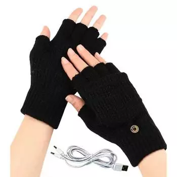Вязаные перчатки с USB-подогревом, перчатки с USB-подогревом, нескользящие термоперчатки для вязания, зимние перчатки для велоспорта и спорта на открытом воздухе светло-серый