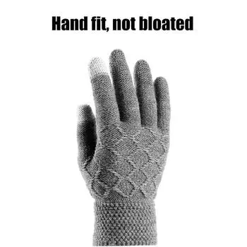 Вязаные перчатки зимние мужские теплые и бархатные утолщенные теплые перчатки для сенсорных экранов темно-серого