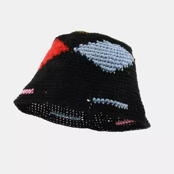 Вязаные разноцветные шляпы-ведра для женщин весна-лето дорожная солнцезащитная шляпа женская вязаная крючком рыболовная кепка уличный кепка для бассейна Gorros M(56-58cm) чёрный