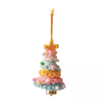 Вязаные рождественские украшения Мини-крючком Рождественская елка Подвеска с золотым колокольчиком для украшения дома на праздник