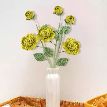 Вязаные розы реквизит для фотосъемки имитация цветов ручная работа своими руками уникальная домашняя вечеринка искусственные букеты украшения для дома жёлтый