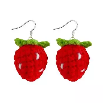 Вязаные серьги-клубнички ручной работы, плетеные серьги ручной работы, уникальные серьги, идеальный подарок для модных женщин и девушек